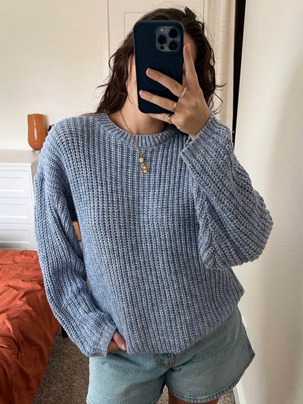 Vintage 100% Cotton Crewneck Shaker-Knit Sweater